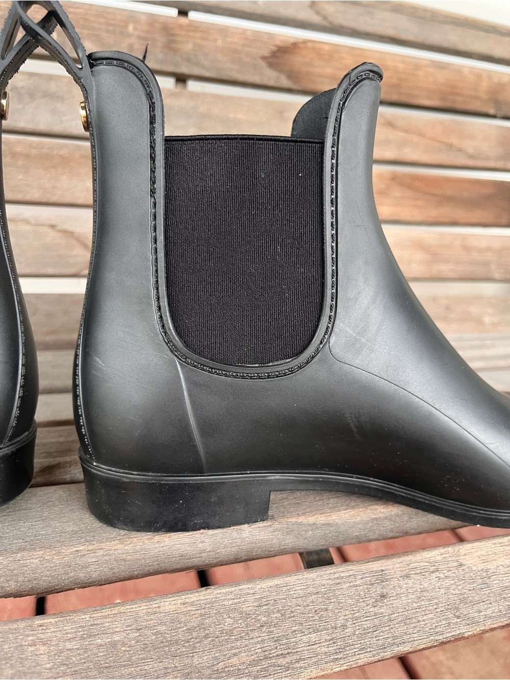 Sam Edelman Black Tinsley Chelsea Rain Boots Booties Women’s Size 9 Waterproof - Picture 9 of 11